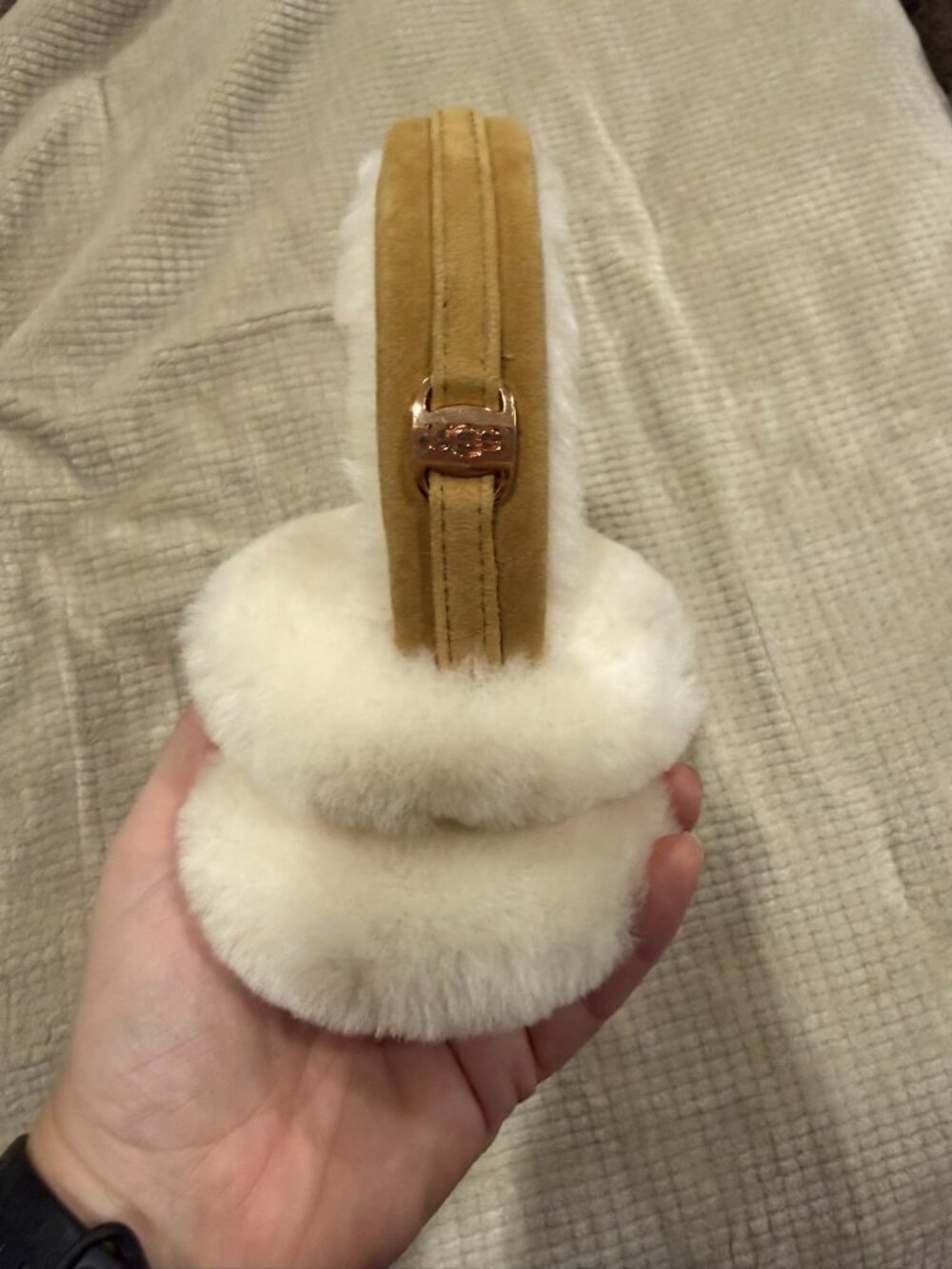 UGG Australia Chestnut Cream Genuine Shearling Earmuffs One Size